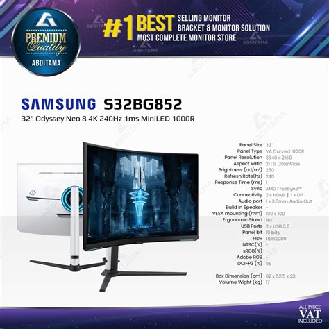 Jual Monitor Samsung S32BG852 32" Odyssey Neo 8 4K 240Hz 1ms MiniLED ...