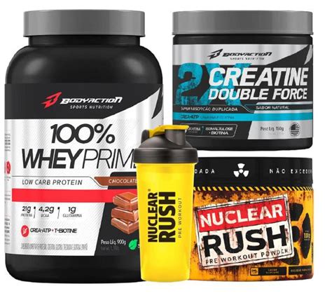 Combo Whey Protein Creatina 150g Pré Treino Coqueteleira