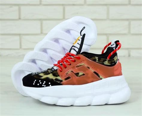 Кроссовки женские Versace Chain Reaction черные с белым, Версаче Чейн ...