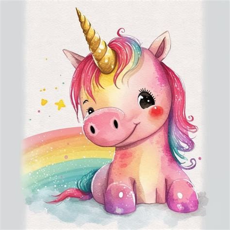 Premium Ai Image There Is A Watercolor Painting Of A Unicorn Sitting