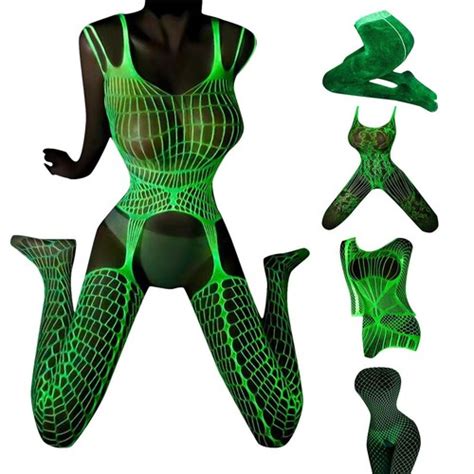 Sexy Lingerie Fishnet Body Stockings Glow Dress Underwear Sleepwear