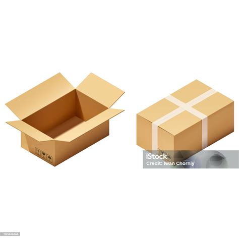 Dua Kotak Persegi Panjang Tertutup Dan Terbuka Ilustrasi Stok - Unduh