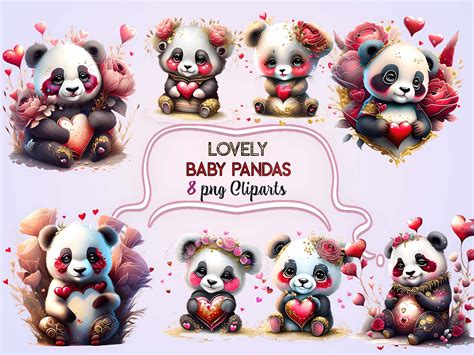 Lovely Baby Pandas Sublimation Clipart Graphic By EdeniaArtStudio