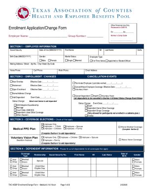 Fillable Online Tac Hebp Enrollmentchange Form Medicalvol Vision Fax