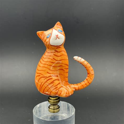 Custom Lamp Finial Featuring An Orange Cat With A Curled Tail Etsy