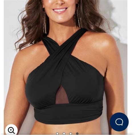 Swimsuits For All Longline High Neck Bikini Top Size Gem