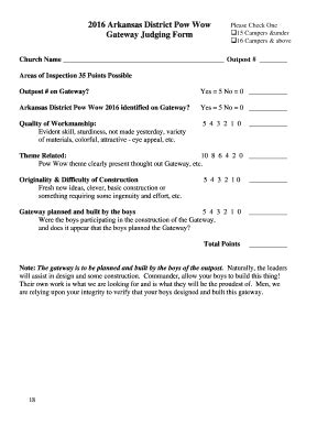 Fillable Online Arrr Gateway Judging Form Campers Ampunder