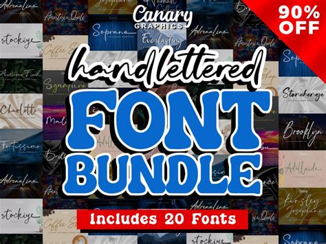 Handlettered FONT BUNDLE 20 Script Fonts Cricut Font Signature Fonts