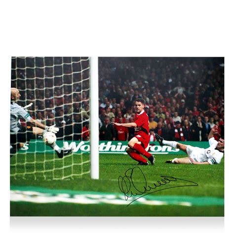 Michael Owen Signed Liverpool Fc Photo Scoring Against Manchester United