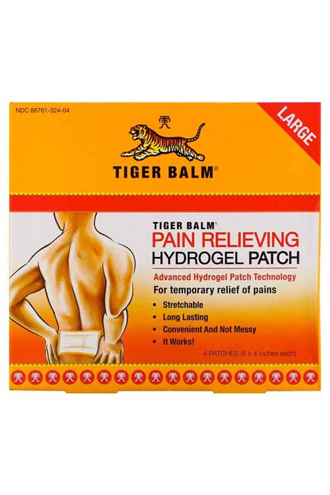 Tiger Balm Pain Relieving Hydrogel Patch Parche Alivio Del Dolor 4 P