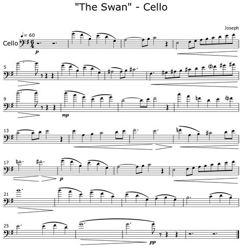 The Swan Cello Sheet Music For Cello