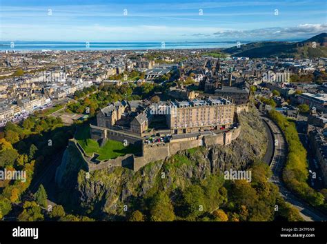 Aerial View Of Edinburgh Castle UNESCO World Heritage Site In Edinburgh