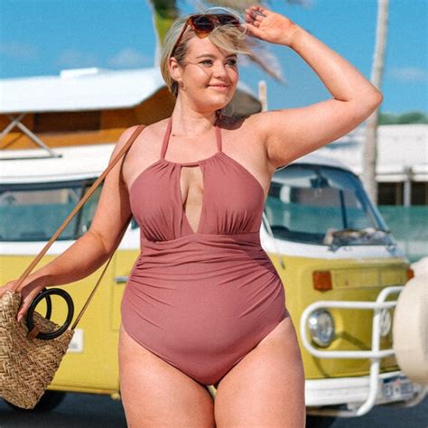 Plus Size Sexy Nude Halter Swimsuit Plus Size One Piece Plus Etsy Australia
