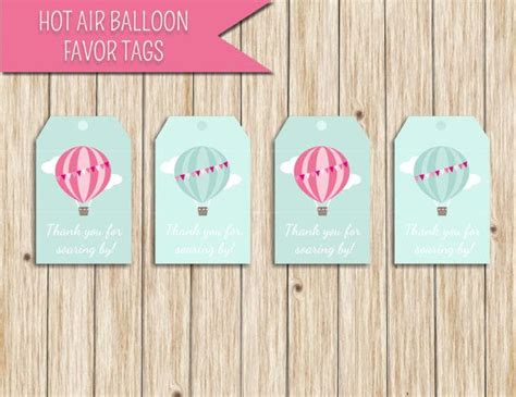 Pink Hot Air Balloon Favor Tag Printable By Southerngirlgraphics Printable Favor Tags Hot Air