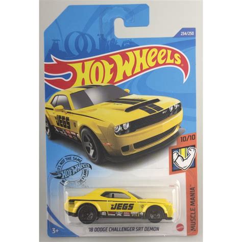 Mã TOYDEC hoàn 20K xu đơn 50K Xe mô hình Hot Wheels 18 Dodge Challenger SRT Demon Shopee