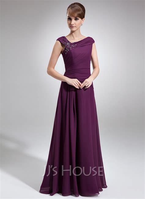 A Line Princess Off The Shoulder Floor Length Chiffon Mother Of The