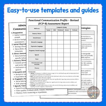 Functional Communication Profile Revised Template FCP Report Speech