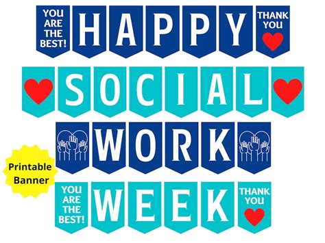 Social Work Week Printable Banner Happy Social Work Week Sign Social