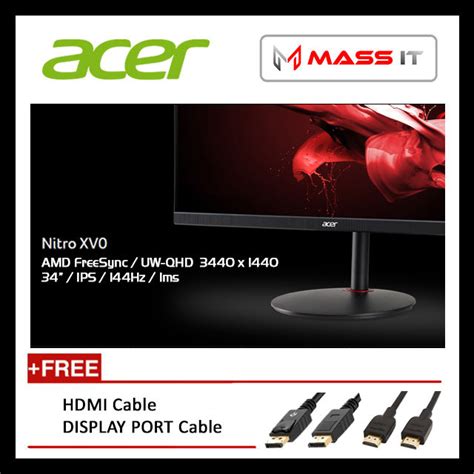 Acer Nitro Xv340ck P Xv340ckp 34 144hz 1ms Ips Freesync G Sync Compatible Qhd Gaming Monitor