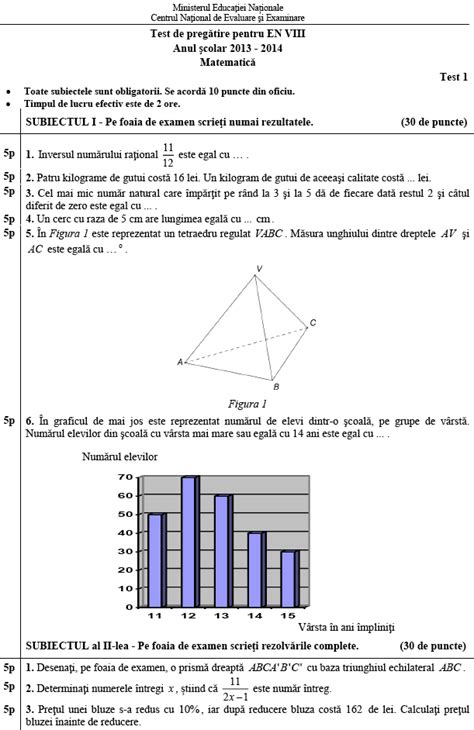 Evaluare Na Ional La Finalul Clasei A Iv A Test