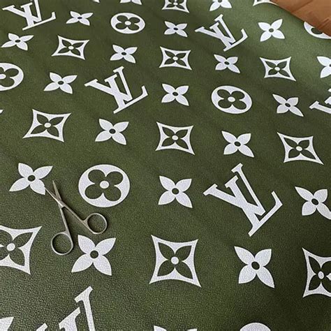 Green Louis Vuitton Leather Fabric With Big Pattern