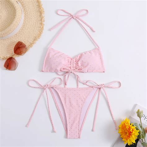 Conjunto de Bikini Bandeau para mujer traje de baño de dos piezas Bikini Halter traje de baño