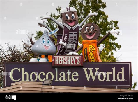 Usa Pennsylvania Hershey Sign For Chocolate World Park Stock Photo