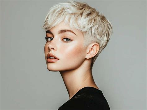Very Short Pixie Haircuts Styled With Textured White Blonde Edges Artfasad