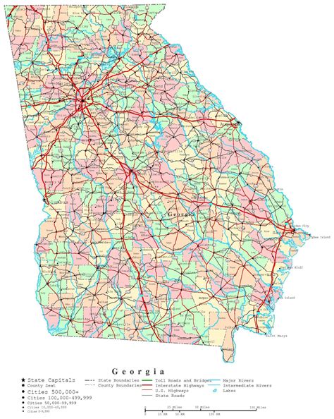 Free Printable Georgia Road Map