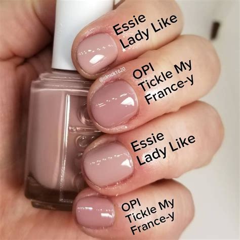 Comparison Swatches Essie Lady Like Index Ring Opi Tickle My