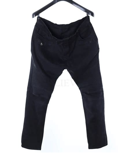 Balmain Iconic Biker Black Denim Grailed