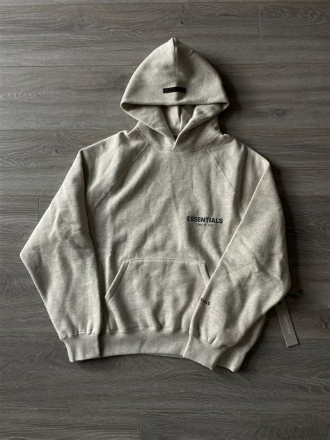 Vintage Fear Of God Essentials Light Oatmeal Hoodie Grailed