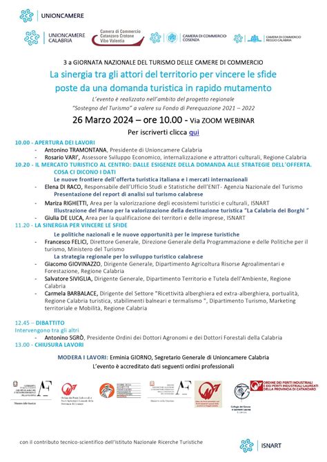 Evento On Line A Giornata Nazionale Del Turismo Delle Camere Di