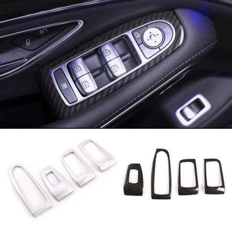 Cheap Car Styling Door Window Glass Lift Switch Frame Cover Trim Stickers For Mercedes Benz S