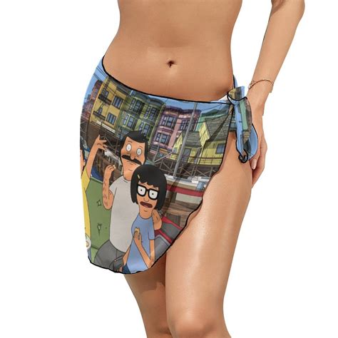 Bob S Burgers Women S Sarong Cover Up Beach Wrap Summer Vacation Short Sheer Chiffon Bikini