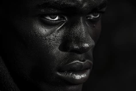 premium photo intense closeup portrait   sweating man