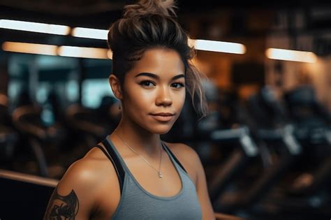 Premium AI Image Beautiful Athletic Latina Woman In The Gym Neural