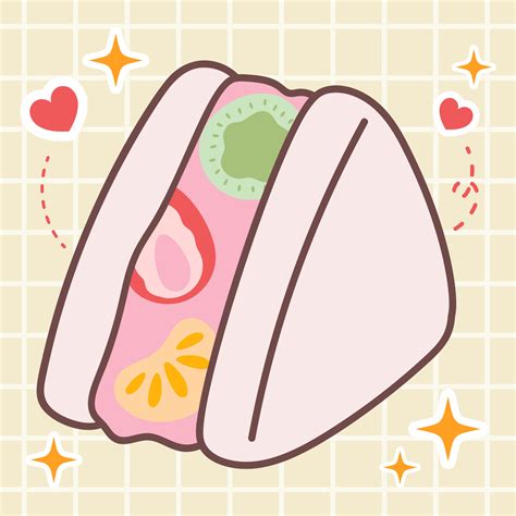 Kawaii Food Cartoon Of Fruit Sandwich Breakfast Illustration Vector