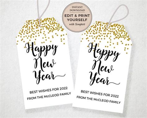 New Year Gift Tags Printable New Year Tags Editable New Year Etsy