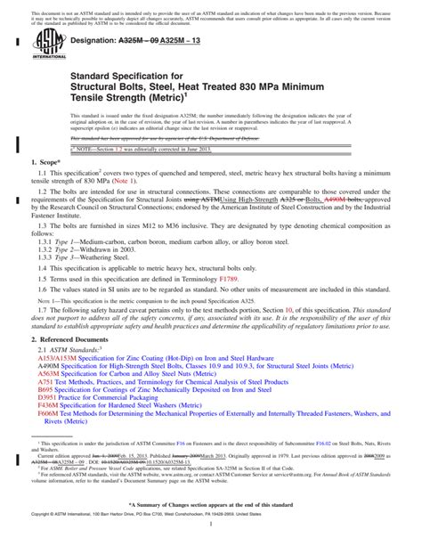 ASTM A325M 13 Standard Specification For Structural Bolts Steel