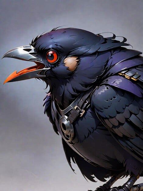 Premium AI Image Crow A Black Bird With A Red Eye Sitting On A Branch