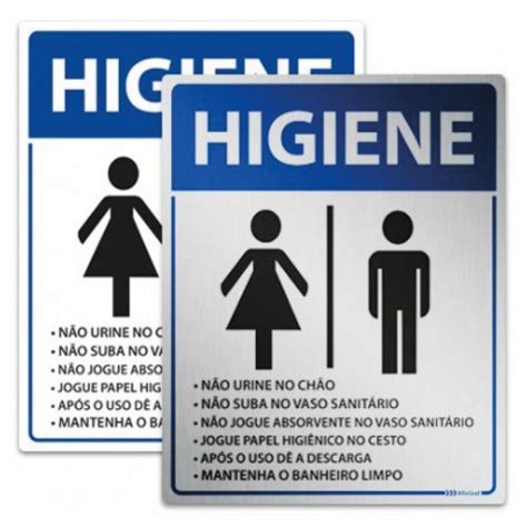 Placa de Higiene para Banheiro Unissex Placas para Banheiro e Vestiário