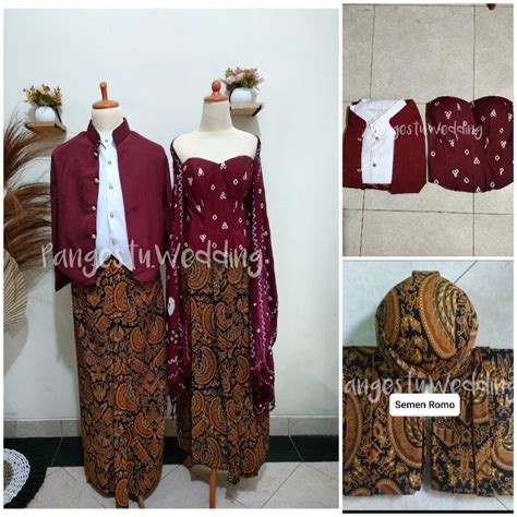 Jual Set Baju Prewed Basahan Baju Couple Adat Jawa Motif Jumputan