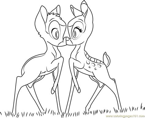 Bambi And Faline Kiss Coloring Pages Coloring Pages