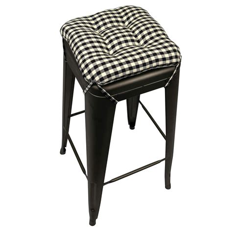 Farmhouse Check Black & White Square Industrial Bar Stool Cushion - 12
