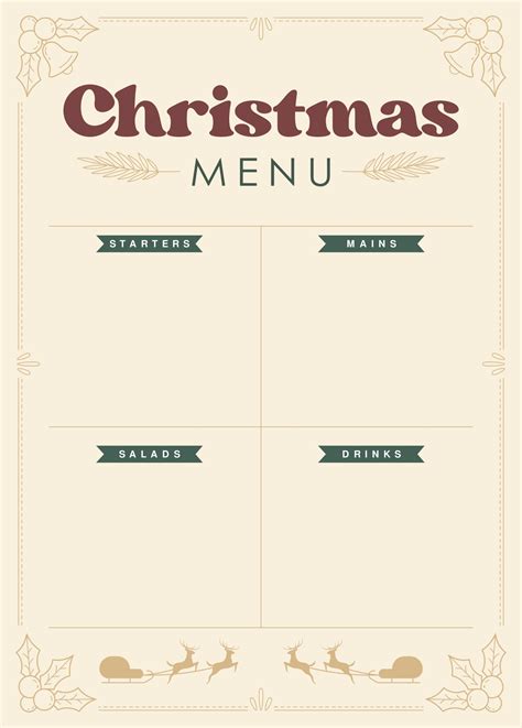 Christmas Menu Templates 12 Free Pdf Printables Printablee
