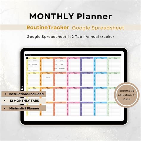 Digital Planner Spreadsheet For Google Sheets To Do List Monthly