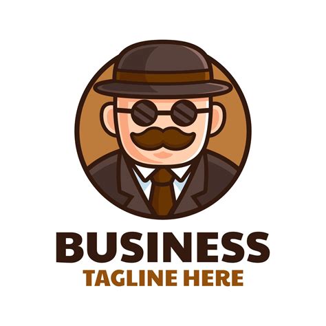 Mustache Businessman Logo Design 9318397 Vector Art at Vecteezy