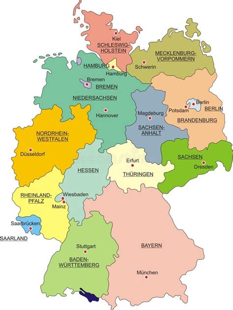 O Mapa Detalhado De Alemanha Com Regiões Ou Estados E Cidades Capitais