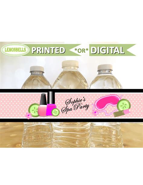 Spa Water Bottle Labels Spa Party Water Bottle Spa Birthday Party Spa Party Favors Spa Party